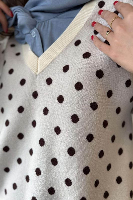 Edie Polka Dot Knit Ecru